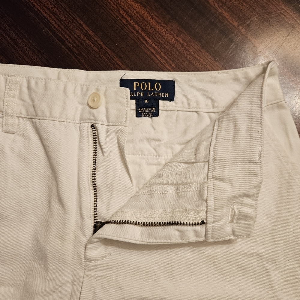 Polo Ralph Lauren Shorts Big Boys Cotton Shorts 9 In Inseam WHITE Sz 16 EUC - Picture 6 of 13